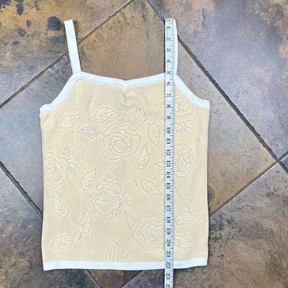 Insight Floral Cream Beaded Tank Top Medium - Picture 6 of 11